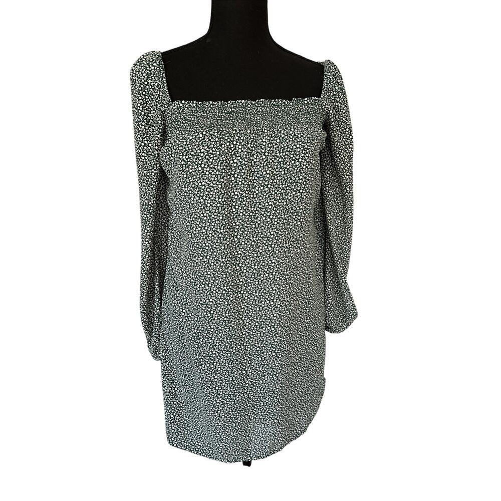 Abercrombie & Fitch A&F Mini Dress Long Sleeve Smocked Green Size XS Coquette